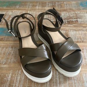 Army green platform sandals